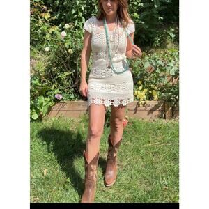 Vintage Crochet Mini Dress – Coastal Cowboy / Festival Energy
